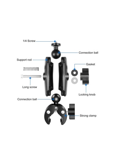 Teltree Pu909b Abs+alüminyum Allyuminiyum Kraba Klembi, 360 Döner İki Top Kafa, Maks. 500g Yük Kapasitesi