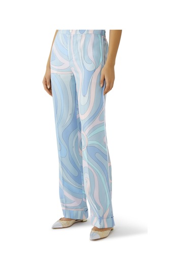 Pucci Şık Ipek Twill Pantolon Işık Mavi