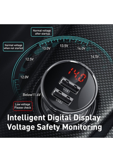 Tüm Metal Çift 24w 4.8a Hızlı Usb Şarj Cihazı Led Otomatik Araç Şarj Rekl Gümüş-çin