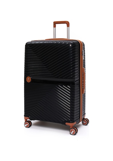 4 Lü Valiz Seti Elatae Exclusive Pro Polipropilen Kırılmaz Büyük - Orta - Kabin Boy Ve Makyaj Siyah - Camel 5239