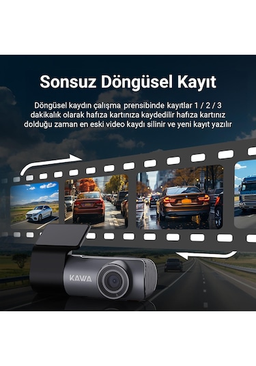 Kawa D5 2k 1296p Wdr Wifi 135 Geniş Açı Lens Araç Kamerası