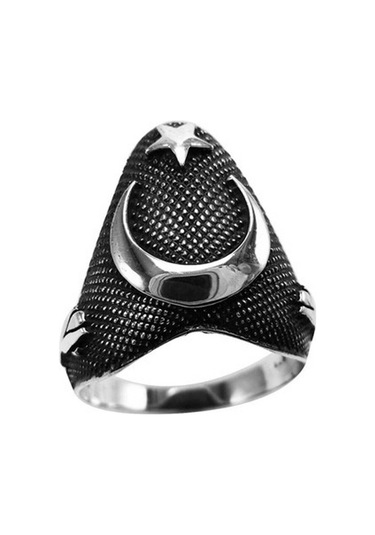 Vog Zihgir Okçu Ay Yıldız Model 925 Ayar Erkek Gümüş Yüzük