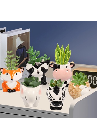 6 Adet Seramik Mini Ekici Sevimli Karikatür Hayvan Etli Tencere