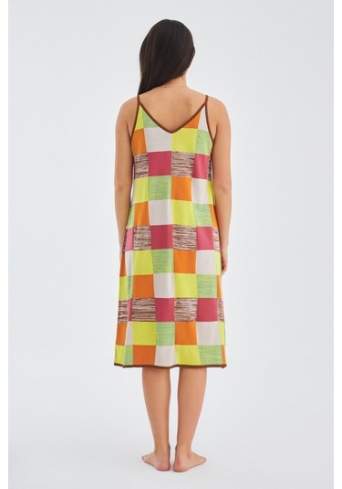Peraluna Bonjo Dress Askılı Yazlık Kadın Triko Elbise Çok Renkli Çok Renkli