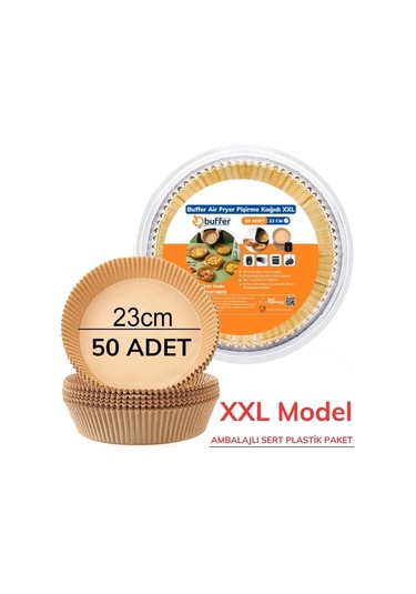 Buffer 50 Adet Air Fryer Pişirme Kağıdı Tek Kullanımlık 23 Cm Yuvarlak Pişirme Kağıdı Xxl Pvc Li Çok Renkli