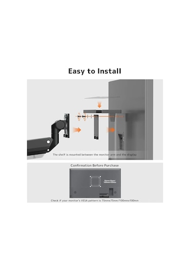 Mufunye Metal Vesa Monitör Arka Rafı - Cpu, Hoparlör, Kulaklık Ve Aletler İçin Dayanıklı Saklama Çerçevesi Siyah