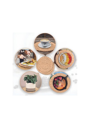 4 Lü Hasır Amerikan Servis Supla Örmet Ahşap