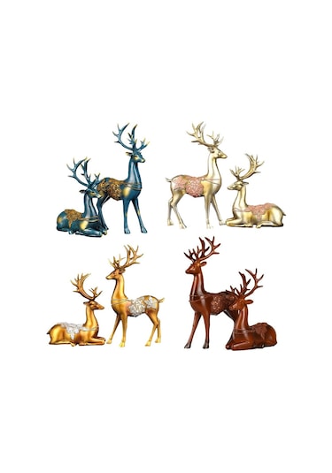 Homyl Yılbaşı Mavisi Için Çift Geyik Süs Reçine Mavi Tarif Edildiği Gibi