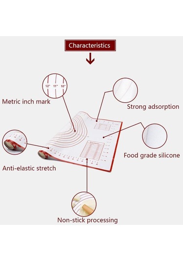Kırmızı Mutfak Silikon Pişirme  Astar 40x30cm