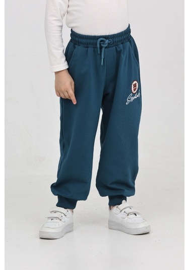 Toontoy Erkek Çocuk 98 Nakışlı Eşofman Alt Petrol Mavi