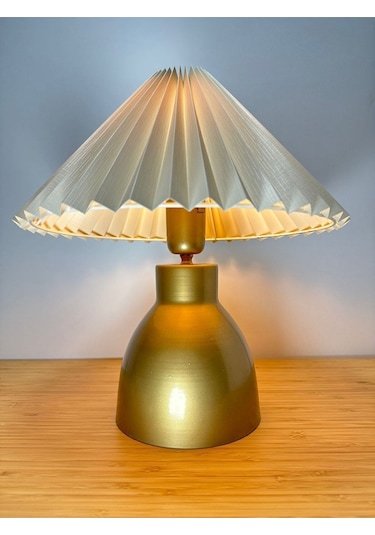 Modern Abajur Umbrella Abajur Masa Lambası Elektrik Ile Çalışır Gold