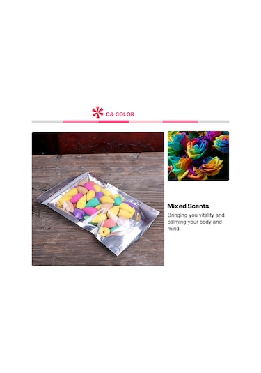 Tenfowee 6 Farklı Kokulu Sandalwood Tütsü Granülleri - Ters Akışlı Koku Efekti - 50 Adet Poşetli Karışık Paket