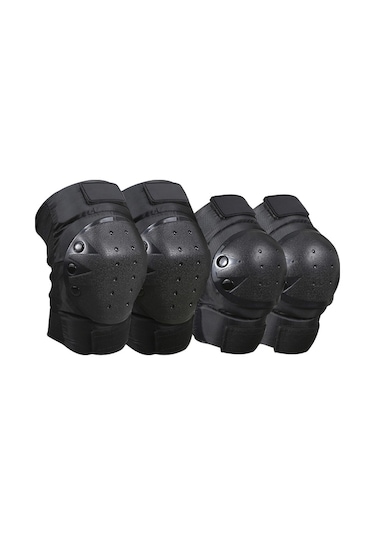 Pazly Motorcycle & Bicycle Elbow & Knee Protection Set - Black, Made Of Eva & Pe, Maximum Impact Protection, New, Universal Fit Siyah