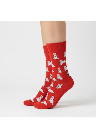 Gost Liria Rabbit Socks Desenli Unisex Soket Çorap Kırmızı