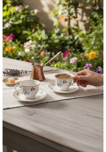 Akayev Petite Fleur 2li Porselen Kahve Fincan Seti Çiçekli