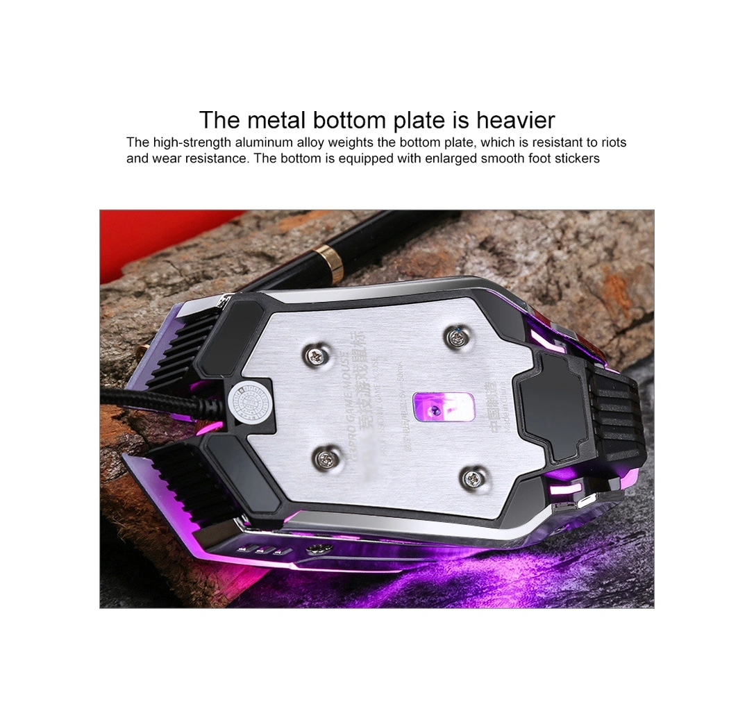 Sones Yındıao 3200 Dpı 4 Modlu Ayarlanabilir 7 Tuşlu Rgb Işık Kablolu Metal Mekanik Sert Çekirdek Makro Fare, Stil: Sesli Sürüm Diğer