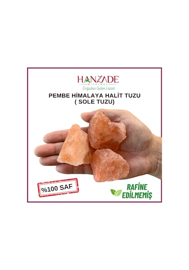Hanzade Bitkisel Halit Tuz Sole Tuzu Pembe Şeffaf Berrak 3 KG