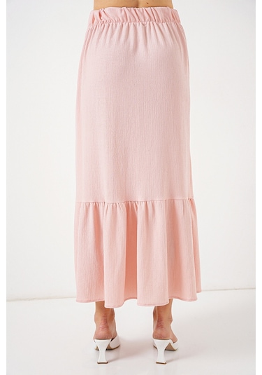 1886 Uzun Örme Etek - Pudra Pudra