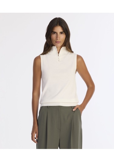 Yargıcı Regular Yarım Balıkçı Yaka Kolsuz Kol Kazak 25kktr2003x 002 Beyaz