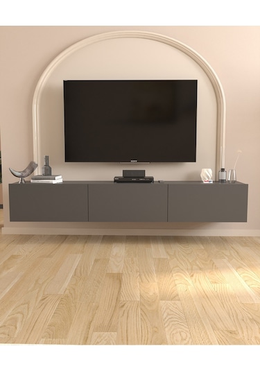 Bofigo Tv Ünitesi Tv Sehpası Düşer Kapaklı Tv Ünitesi Televizyon Sehpası 180 Cm Marvel Antrasit Antrasit