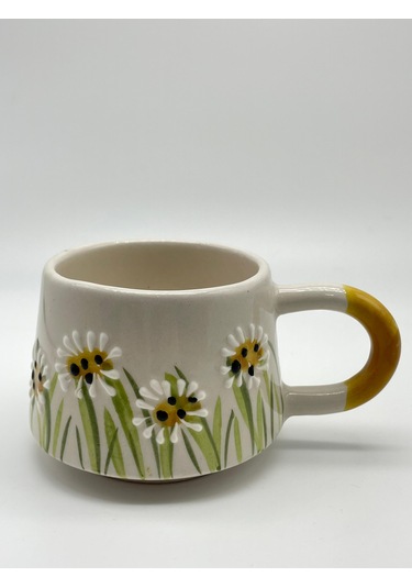 Seramik Kupa Bardak Papatya Tasarım