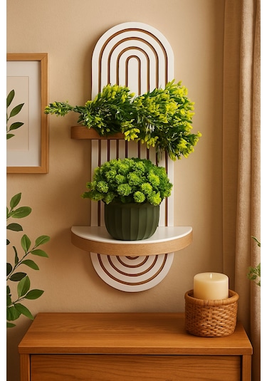 Arya Dekoratif Duvar Rafı Balkon Dekor Rafı Mdf Beyaz 70 20 Cm