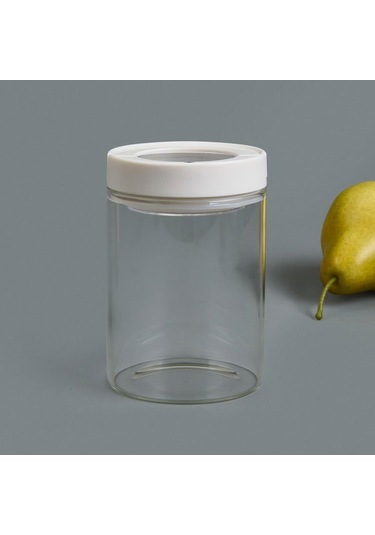 Tohana Vakumlu Cam Kavanoz - Şeffaf / Beyaz - 400 Ml Şeffaf / Beyaz