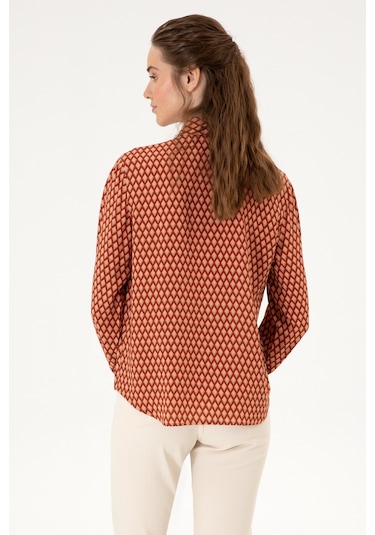 U.s. Polo Assn. Kadın Somon Gömlek Desenli 50317243-vr047 Somon