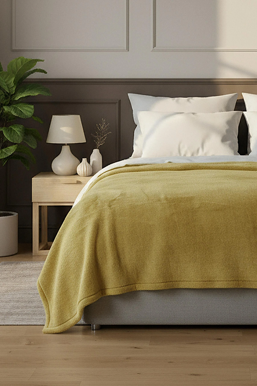 Pufina 200x220 Çift Kişilik Tavşan Tüyü Battaniye Safran