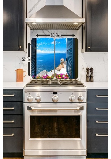 Amalfi 2' Li 30X52 CM Cam Cam Ocak Arkası Koruyucu