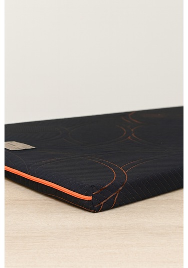 Dark Trend Sleep Yıkanabilir Kılıf Orta Sert Sünger Yatak Pedi & Şiltesi Topper 5 Cm Turuncu Şeritli Siyah