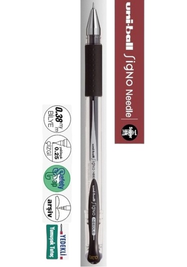Uniball Signo Needle 0.38 İğne Uçlu Jel Kalem Siyah Üç Adet