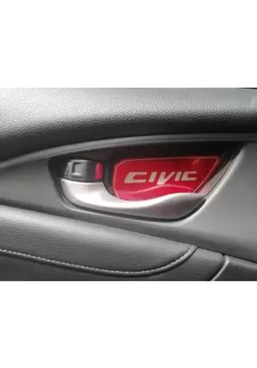 Honda - Civic Fc5 2016-2020 Uyumlu İç Kapi Kolu Kaplama Kirmizı