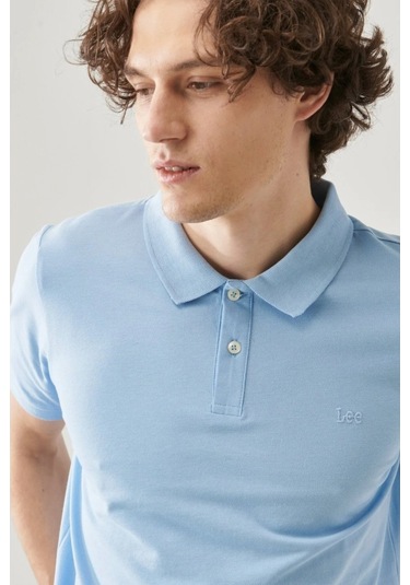 Lee Erkek Mavi Polo Yaka Polo Tişört Mavi