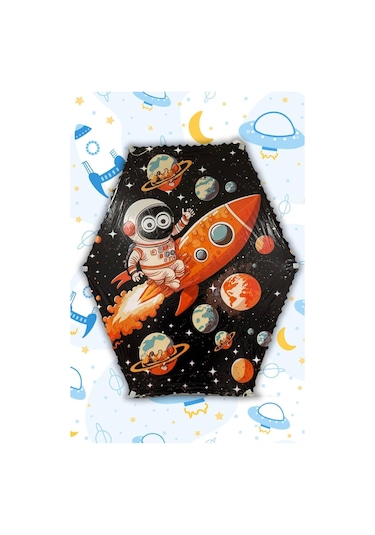 Altıgen Astronot Modelli Uçurtma 50mt İpli