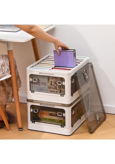 Dancemonkey Cbtx 28l Katlanır Plastik Saklama Kutusu, 5 Taraflı Şeffaf Çıkarılabilir Kasnak, S Boy Beyaz Çok Renkli