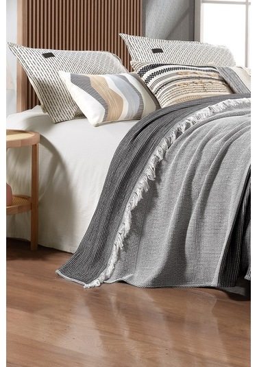 Sarev Eliot Siyah Çift Kişilik %100 Pamuk Yatak Örtüsü Siyah