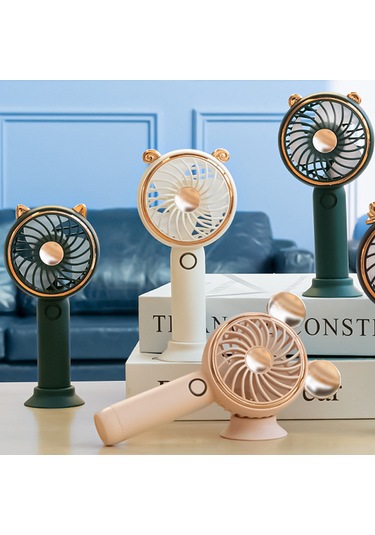 Fosenze Usb Şarjlı Elden Taşınabilir Masaüstü Fan, 3 Seviye Hız Ayarlı, Kedi Kulaklı Desen, Beyaz, Sessiz Vantilatör