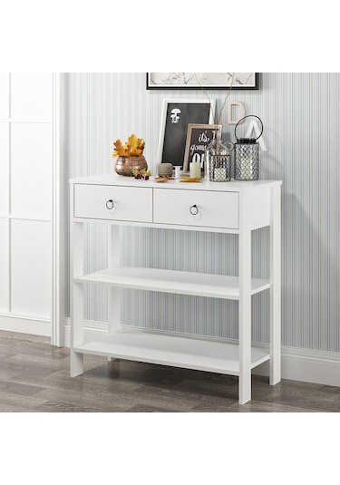 Dekorosso Luke Modern Dekoratif 2 Çekmeceli 2 Raflı Dresuar Beyaz