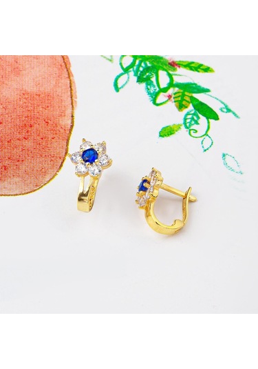 Bilezikci Lacivert Taşlı 14 Ayar Altın Çocuk Küpesi Ckrc09