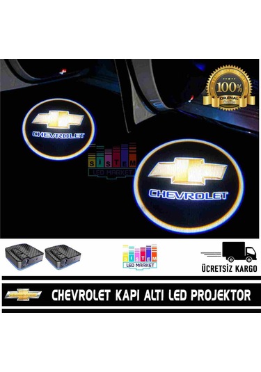 Chevrolet Araçlar İçin Pilli Yapıştırmalı Kapı Altı Led Logo N11.3852