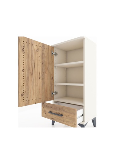 Arges Komodin 3 Raflı Tek Çekmeceli Tek Kapaklı 44x30x96 Aytaşı-çam Aytası