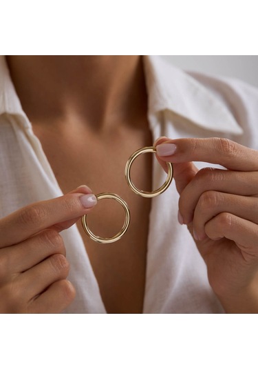 14k Altın Halka Küpe 3 Mm 3.3 Cm T14309 Renkli