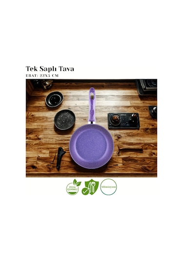 22 Cm Granit Tek Saplı Tava - Violet Violet