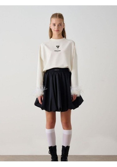 Kız Çocuk Beli Lastikli Balon Etek-14937 Siyah