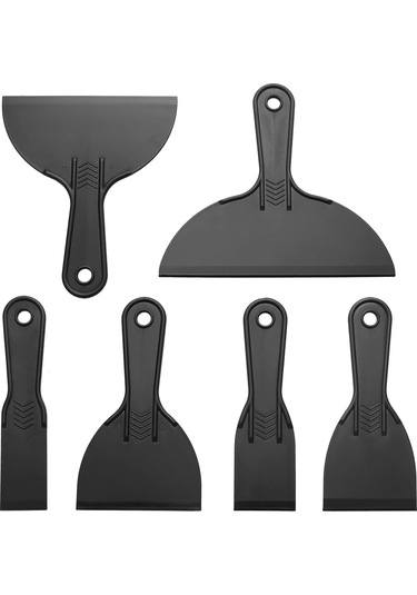 Geeksen 6 Adet Farklı Boy 1.5-8 İnç Siyah Plastik Scraper Seti - Kauçuk, Cam, Duvar Kağıdı Temizleme Ve Montaj Aracı
