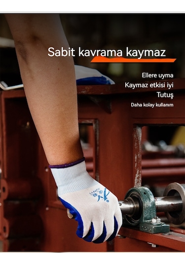 İş Sigortası Eldivenleri Aşınmaya Ve Kire Dayanıklı Siyah 1 Paket 12 Çift