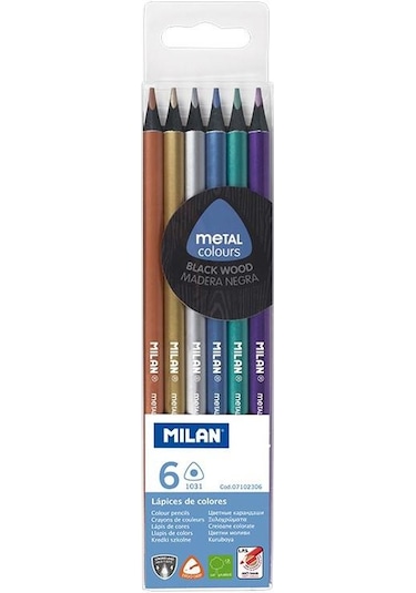 Mılan 7102306 Black Wood Metal Kuru Boya 6lı