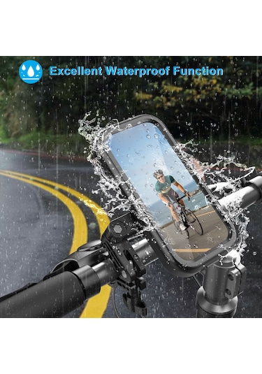 Hl-159 Su Geçirmez Motosiklet Dikiz Aynası 47-68 Inç Telefonlar Için Telefon Montaj Tutacağı Rotasyonu - Tamamı Siyah