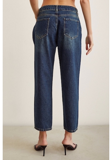 Never More Yüksek Bel Mom Jean Lacivert